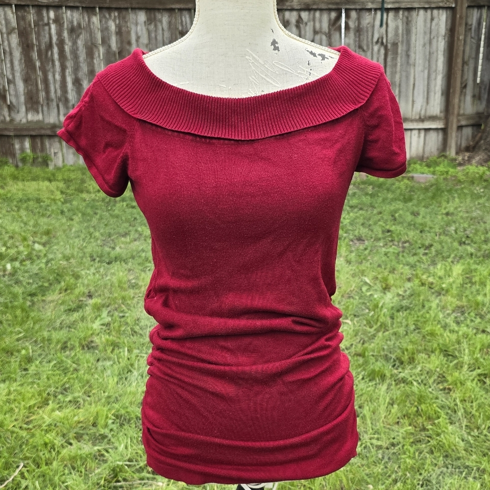 👚 Warehouse One Red Boat Neck Top